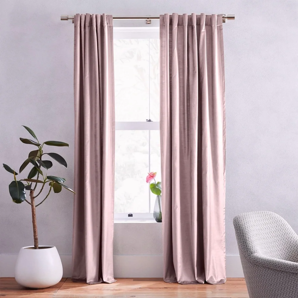West Elm Dusty Mauve Velour Curtain Set (48”x108”)